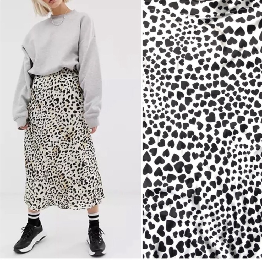 Rachel Zoe black and white hearts maxi skirt